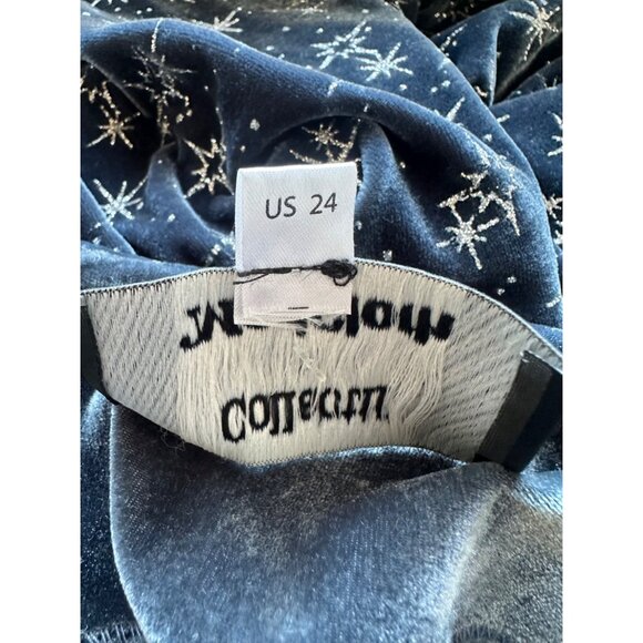 Collectif X ModCloth Plus Size Dress US 24 Blue Velvet Star Pattern - Picture 7 of 9